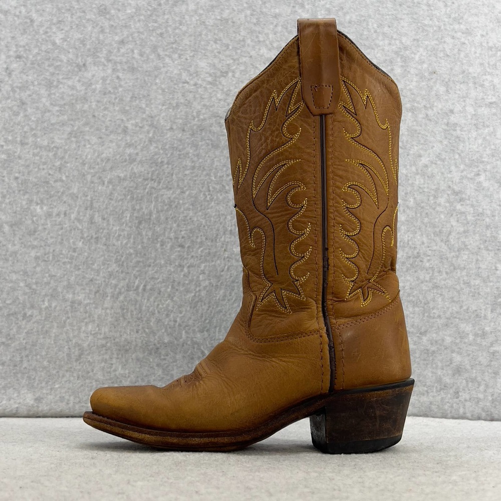 Old West Brown Leather Kids Cowboy Boots